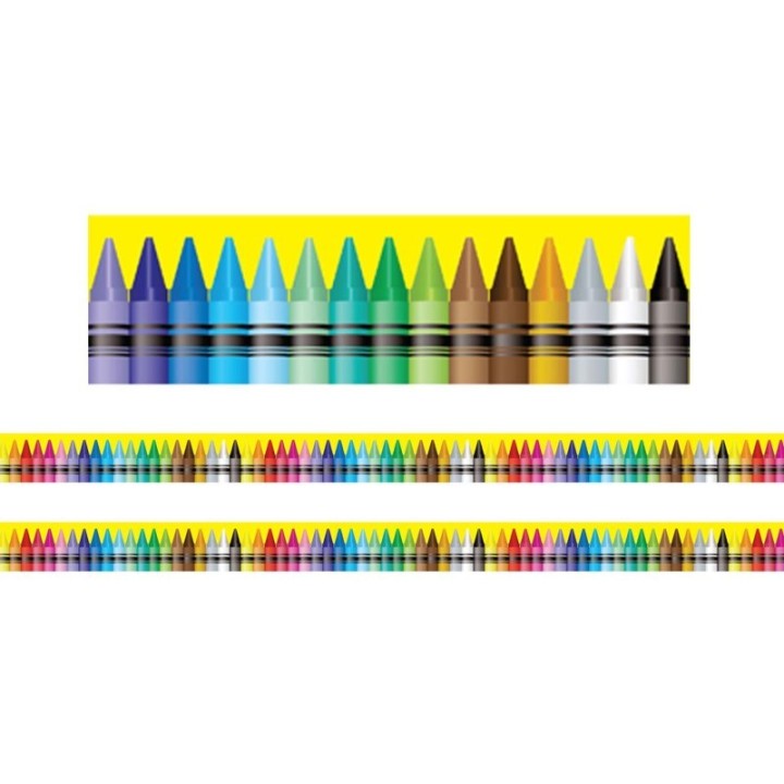 Charles Leonard Borders/Trims, Magnetic, Rectangle Cut - 1-1/2" x 24", Crayon Theme, 24' per Pack, 2 Packs