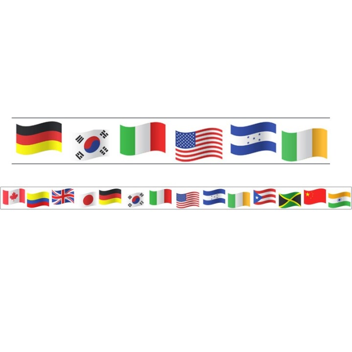 Charles Leonard Magnetic Straight Borders/Trims, 1.5" x 24", World Flags Theme, Pack of 12