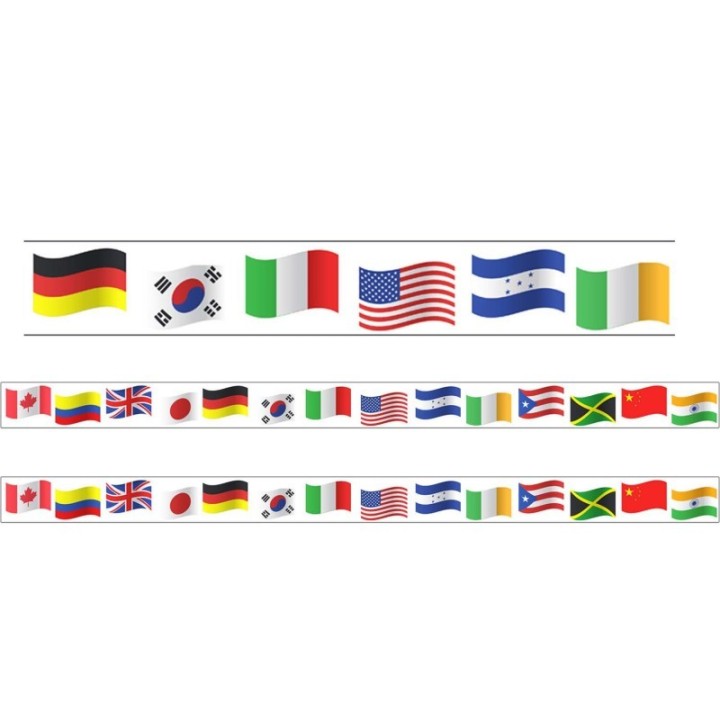 Charles Leonard Borders/Trims, Magnetic, Rectangle Cut - 1-1/2" x 24", World Flags Theme, 24' per Pack, 2 Packs