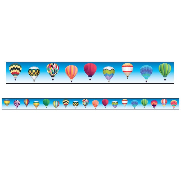 Charles Leonard Magnetic Straight Borders/Trims, 1.5" x 24", Hot Air Balloon Theme, Pack of 12