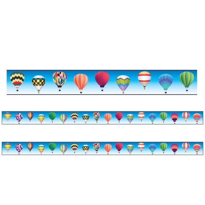Charles Leonard Borders/Trims, Magnetic, Rectangle Cut - 1-1/2" x 24", Hot Air Balloon Theme, 24' per Pack, 2 Packs