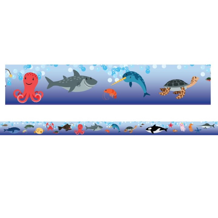 Charles Leonard Magnetic Straight Borders/Trims, 1.5" x 24", Sea Life Theme, Pack of 12