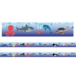 Charles Leonard Borders/Trims, Magnetic, Rectangle Cut - 1-1/2" x 24", Sea Life Theme, 24' per Pack, 2 Packs