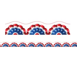 Charles Leonard Magnetic Scallop Borders/Trims, 1.5" x 24", Patriotic Theme, Pack of 12