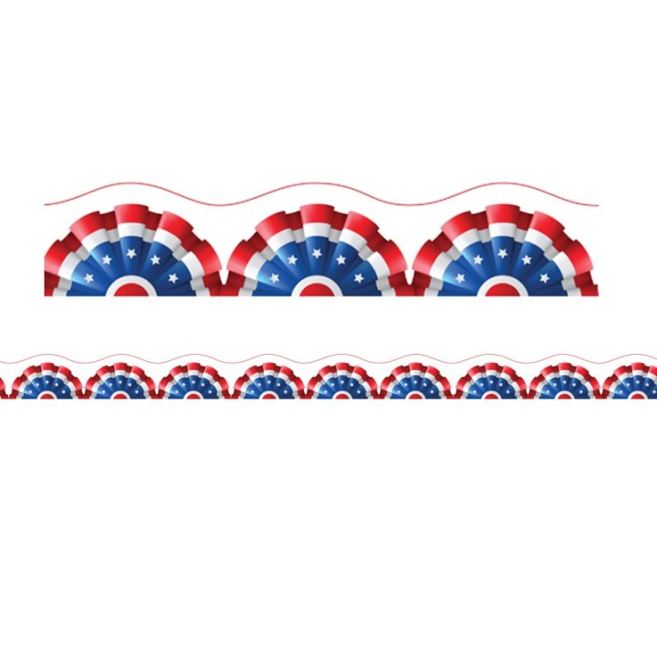 Charles Leonard Magnetic Scallop Borders/Trims, 1.5" x 24", Patriotic Theme, Pack of 12