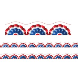 Charles Leonard Borders/Trims, Magnetic, Scallop Cut - 1-1/2" x 24", Patriotic Theme, 24' per Pack, 2 Packs