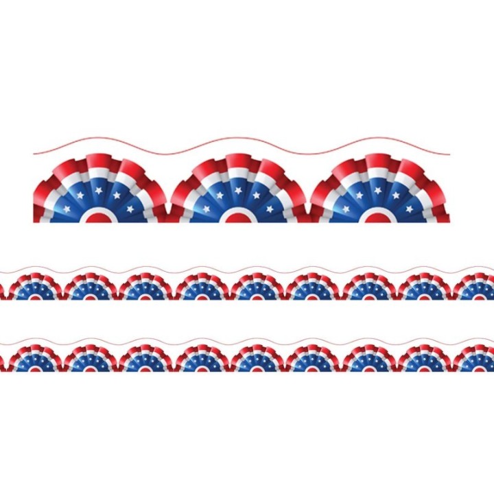 Charles Leonard Borders/Trims, Magnetic, Scallop Cut - 1-1/2" x 24", Patriotic Theme, 24' per Pack, 2 Packs