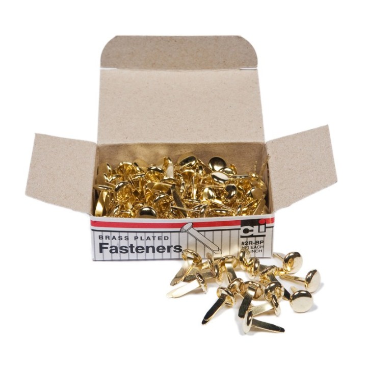 Charles Leonard Fasteners, Round Head, Brass Plated, 1/2 Inch Shank, 8 mm Head, 100/Pack