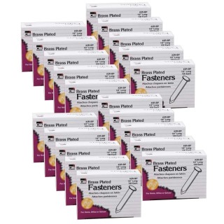Charles Leonard Paper Fasteners, 1/2", 100 Per Pack, 20 Packs