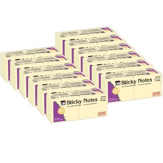 Charles Leonard Sticky Notes, 1 1/2" x 2", Plain, 100 Sheets/Pad, 12 Pads/Pack, 12 Packs