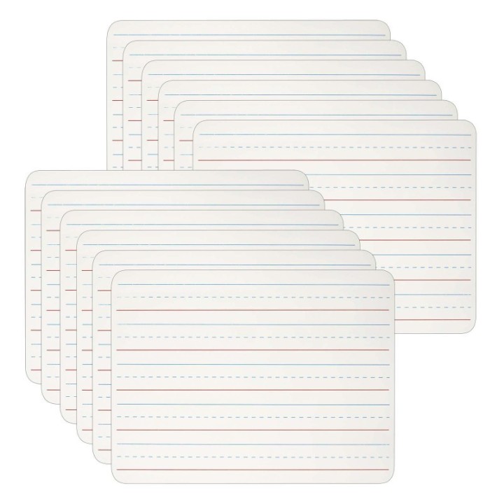 Charles Leonard Dry Erase Lap Board, 1-Sided Lined, 9" x 12", Pack of 12