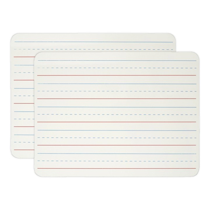 Charles Leonard Dry Erase Board, Two-Sided Lined/Plain, 9" x 12", Pack of 2