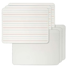Charles Leonard Dry Erase Board, 2-Sided Lined/Plain, 9" x 12", Pack of 6
