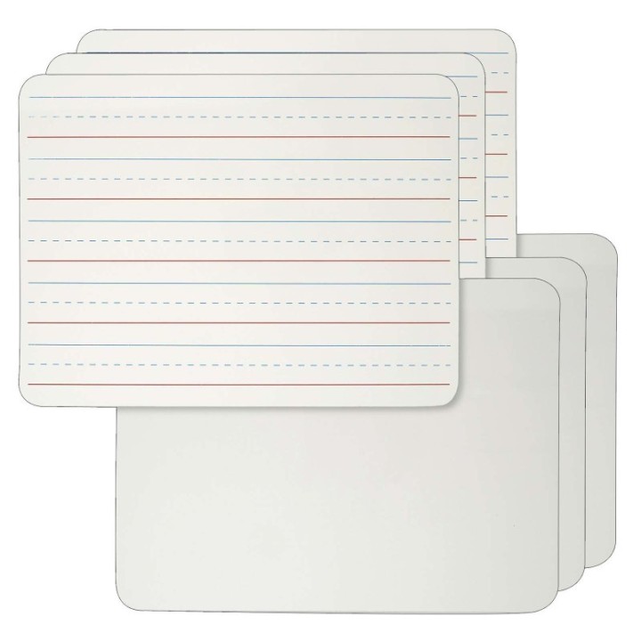 Charles Leonard Dry Erase Board, 2-Sided Lined/Plain, 9" x 12", Pack of 6