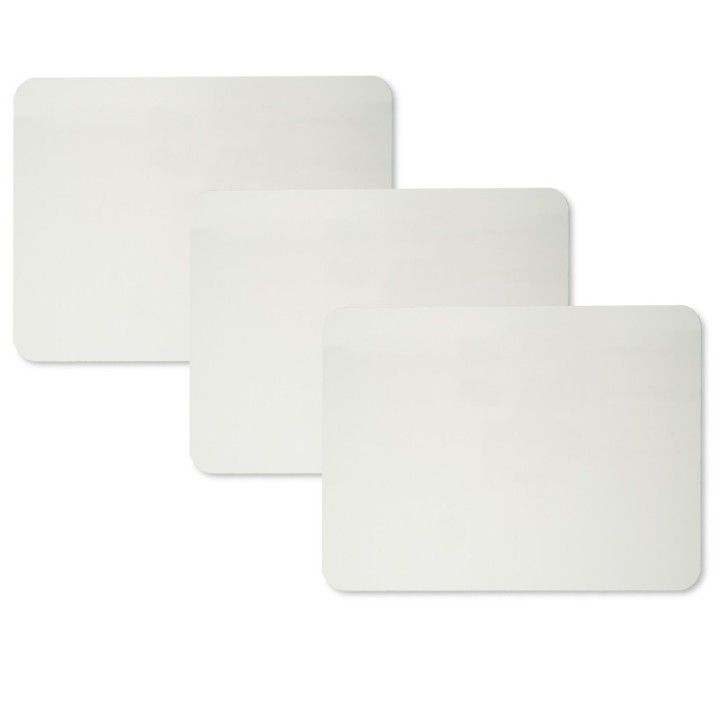 Charles Leonard Magnetic Dry Erase Board, Two Sided, Plain/Plain, 9" x 12", Pack of 3