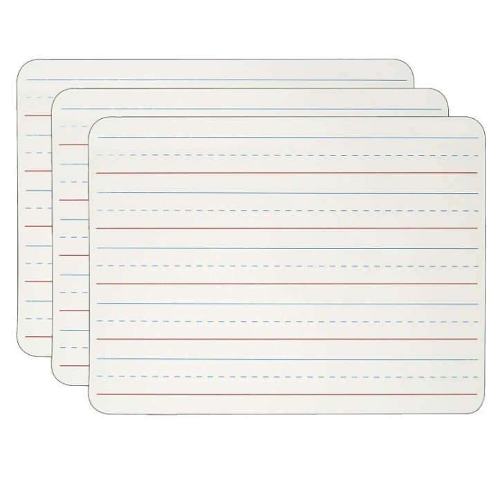 Charles Leonard Dry Erase Board, Two Sided Magnetic, Plain/Lined, Pack of 3
