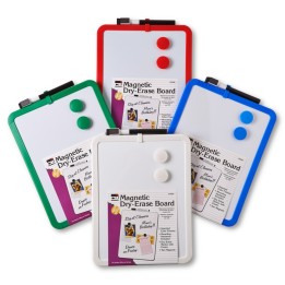 Charles Leonard Magnetic Dry Erase Boards, 8.5" x 11" White Surface, Assorted Frames, Pack of 4