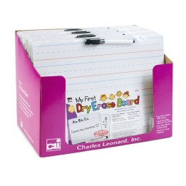 Charles Leonard "My First" Dry Erase Board with Marker/Eraser, Two-Sided Plain/Lined, White, Pack of 12
