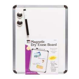 Charles Leonard Framed Magnetic Dry Erase Board with Marker & Magnets, Silver Frame, 11" x 14"