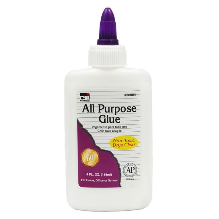 Charles Leonard All-Purpose School Glue, AP Certified, 4 oz. Bottle, White, 1 Each