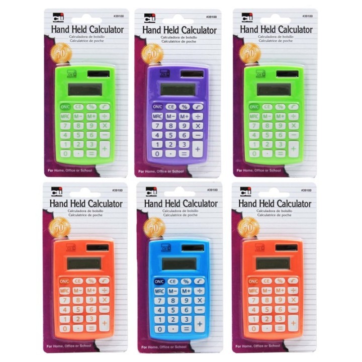 Charles Leonard Primary Calculator Single 8 Digit Display, Pack of 6