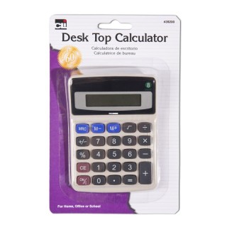 Charles Leonard Desktop Calculator, Battery and Solar Powered with Tilted 9 Digit Display, Gray