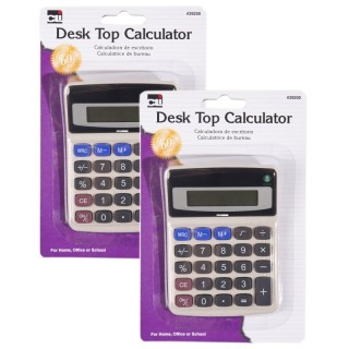 Charles Leonard Desktop Calculator, Battery and Solar Powered with Tilted 9 Digit Display, Gray, Pack of 2