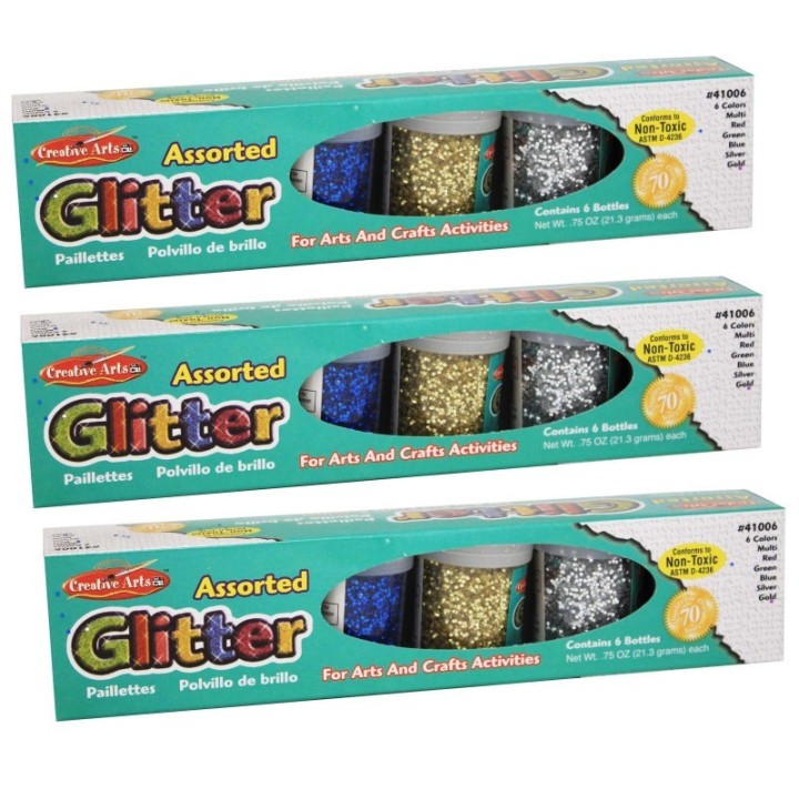 Charles Leonard Creative Arts™ Glitter Set, 6 Per Pack, 3 Packs