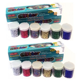 Charles Leonard Creative Arts™ Glitter, Assorted Colors, .75 oz. Shakers, 12 Per Pack, 2 Packs