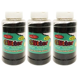 Charles Leonard Creative Arts™ Glitter, 1 lb. Bottle, Black, Pack of 3