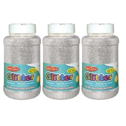 Charles Leonard Creative Arts™ Glitter, 1 lb. Bottle, Silver, Pack of 3