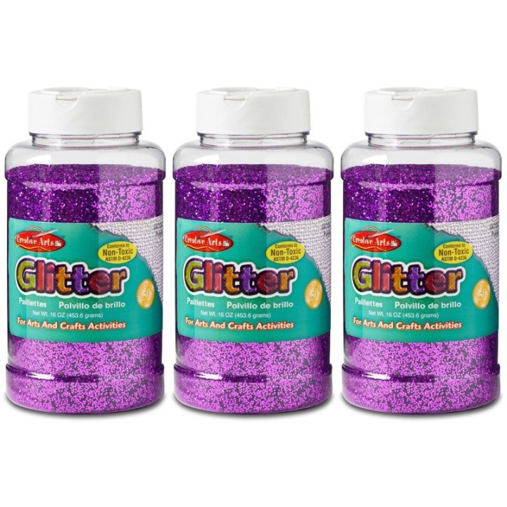 Charles Leonard Creative Arts™ Glitter, 1 lb. Bottle, Purple, Pack of 3