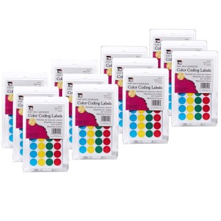 Charles Leonard Self-Adhesive Color-Coding Labels, Assorted Colors, 1000 Per Pack, 12 Packs