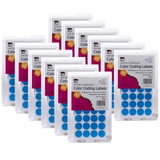 Charles Leonard Color Coding Labels, 3/4", Blue, 1000 Per Pack, 12 Packs