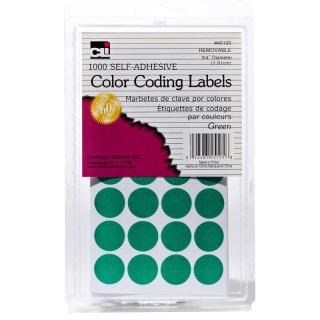 Charles Leonard Color Coding Dots, Self-Adhesive Labels, 0.75 Inch Diameter, Green, 1000-Count