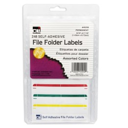 Charles Leonard File Folder Labels, Self-Adhesive, 0.56 x 3.43 Inches, Assorted, 248-Count