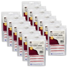 Charles Leonard File Folder Labels, Red, 248 Per Pack, 12 Packs