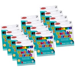 Charles Leonard Creative Arts™ Washable Markers Broad Tip, Assorted Colors, 8 Per Box, 12 Boxes