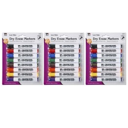 Charles Leonard Dry Erase Markers, Barrel Style, Low Odor, Chisel Tip, Assorted Colors, 8 Per Pack, 3 Packs