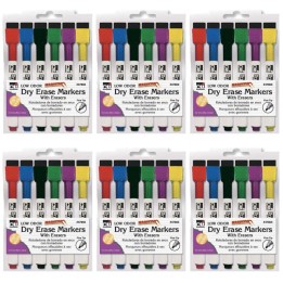 Charles Leonard Magnetic Dry Erase Markers with Erasers, 6 Per Pack, 6 Packs