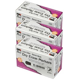 Charles Leonard Dry Erase Markers, Barrel Style, Chisel Tip, Black, 12 Per Pack, 3 Packs