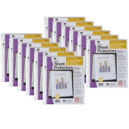 Charles Leonard Sheet Protectors, Economy Weight, Letter Size, Clear, 15 Per Packk, 12 Packs