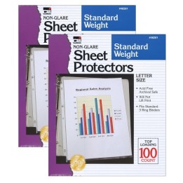 Charles Leonard Sheet Protectors, Standard Weight, Letter Size, Non-Glare, 100 Per Box, 2 Boxes