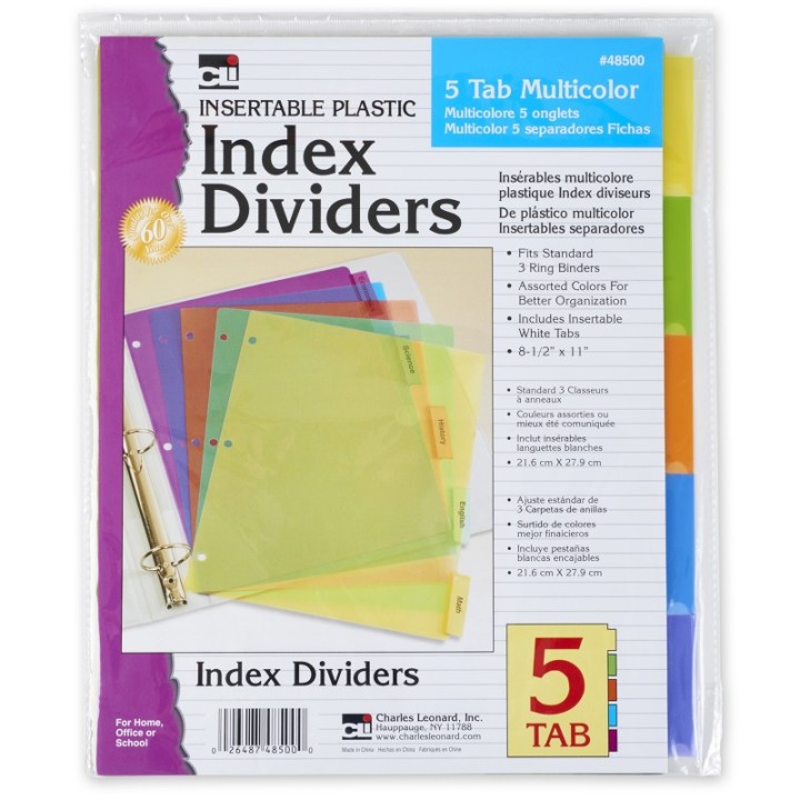 Charles Leonard 5 Tab Index Dividers