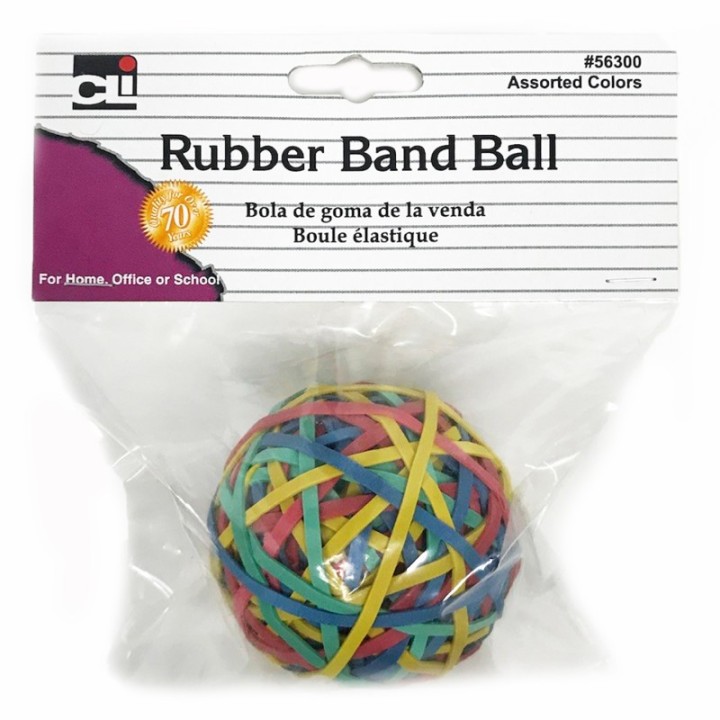 Charles Leonard Rubber Bands - Ball (2.95" x 1/8") - Assorted Colors, 1 Each