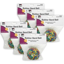 Charles Leonard Rubber Bands - Ball (2.95" x 1/8") - Assorted Colors, Pack of 6
