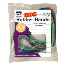 Charles Leonard Big Rubber Bands, 7" x 1/8", Pack of 12