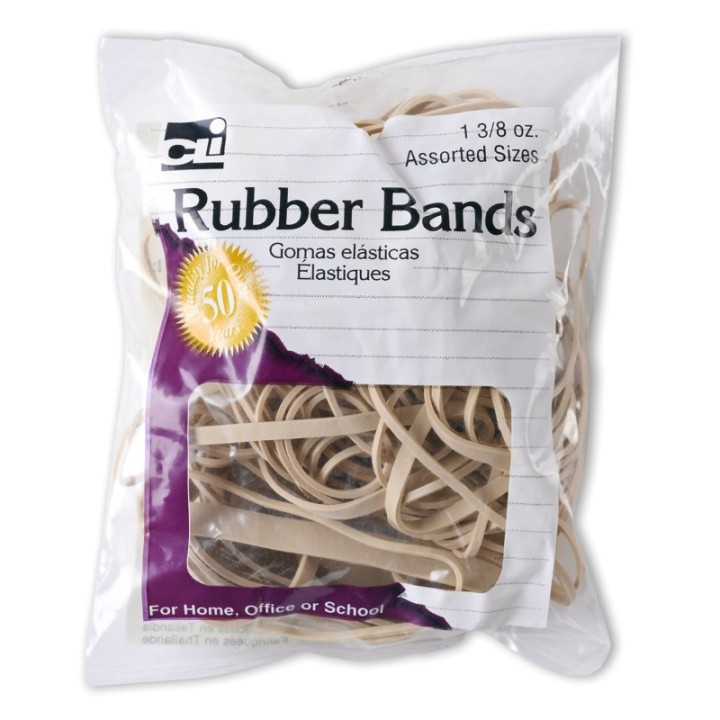 Charles Leonard Rubber Bands, Assorted Sizes, Natural Color, 1 3/8 oz. bag