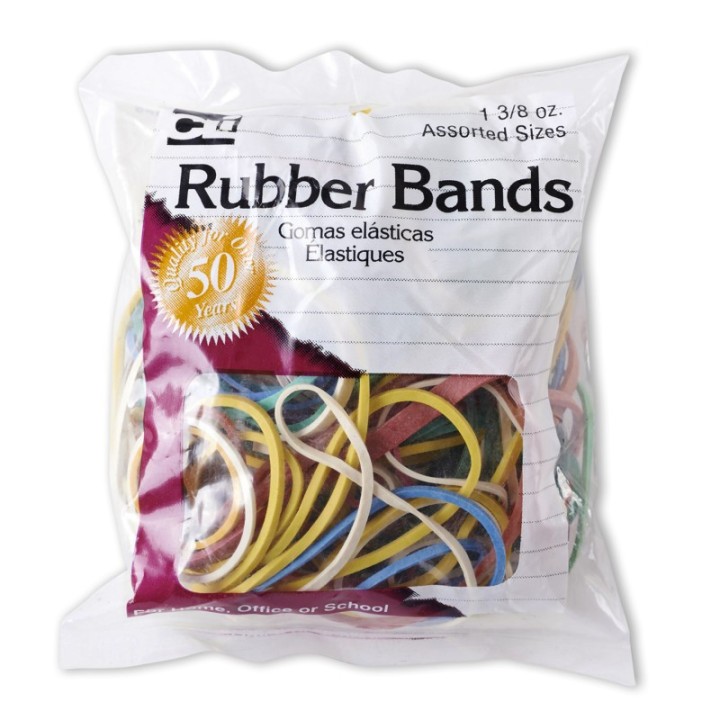 Charles Leonard Rubber Bands, Assorted Sizes & Colors, 1 3/8 oz. bag