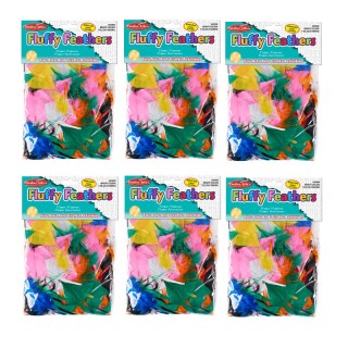 Charles Leonard Bright Hues Fluffy Turkey Feathers, 1 oz Per Pack, 6 Packs